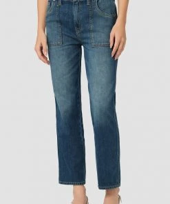 Hudson Jeans Women's Remi High-Rise Elastic Waist Straight Ankle Jean