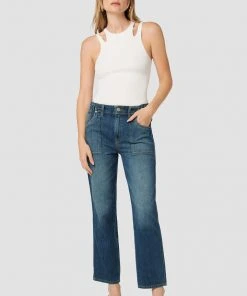 Hudson Jeans Women's Remi High-Rise Elastic Waist Straight Ankle Jean