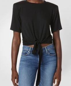 Hudson Jeans Shoulder Pad Tie Front Tee