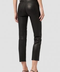 Hudson Jeans Women's Nico Mid-Rise Straight Leather Pant