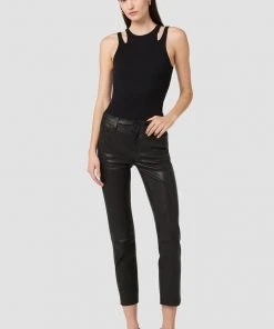 Hudson Jeans Women's Nico Mid-Rise Straight Leather Pant