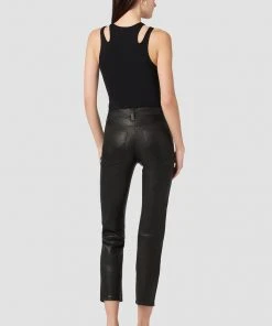 Hudson Jeans Women's Nico Mid-Rise Straight Leather Pant
